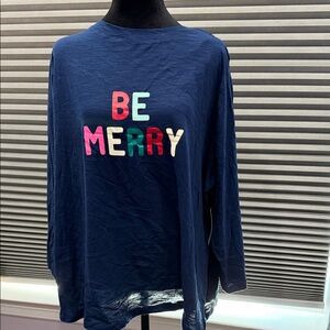a.n.a Blue 'Be Merry' Women's Top